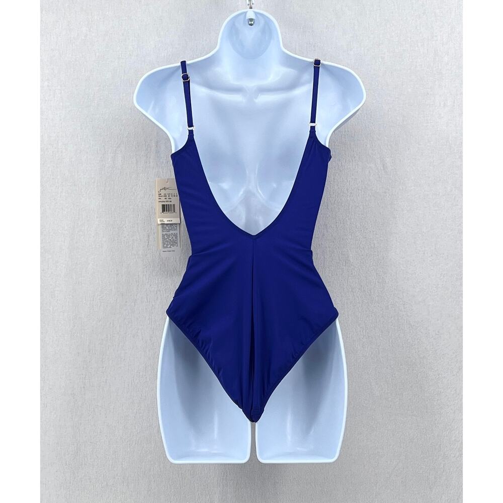 VINTAGE GOTTEX One Piece Swimsuit Womens 8 Blue Twist Front Adjustable Strap NEW - Picture 2 of 14